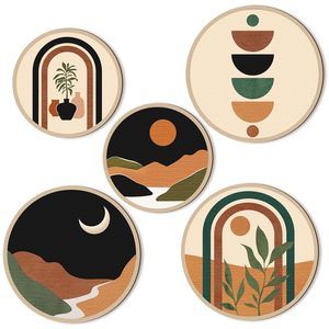 5 Pcs Wall Art Decor Wooden Living Room Wall Decor Bohemian Hanging Farmhouse💚